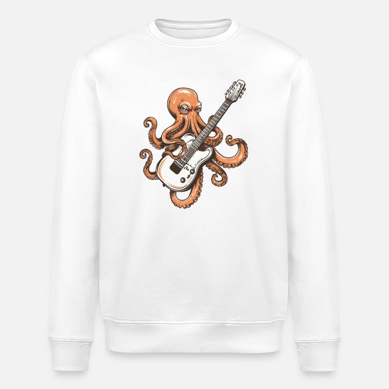 Guitare rock Octopus - Sweat bio ROLLER Stanley/Stella Unisexe - blanc