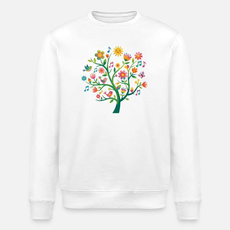 Blumenbaum fröhliches Frühlings Motiv Blütenbaum - Stanley/Stella Unisex Bio-Sweatshirt ROLLER - Weiß
