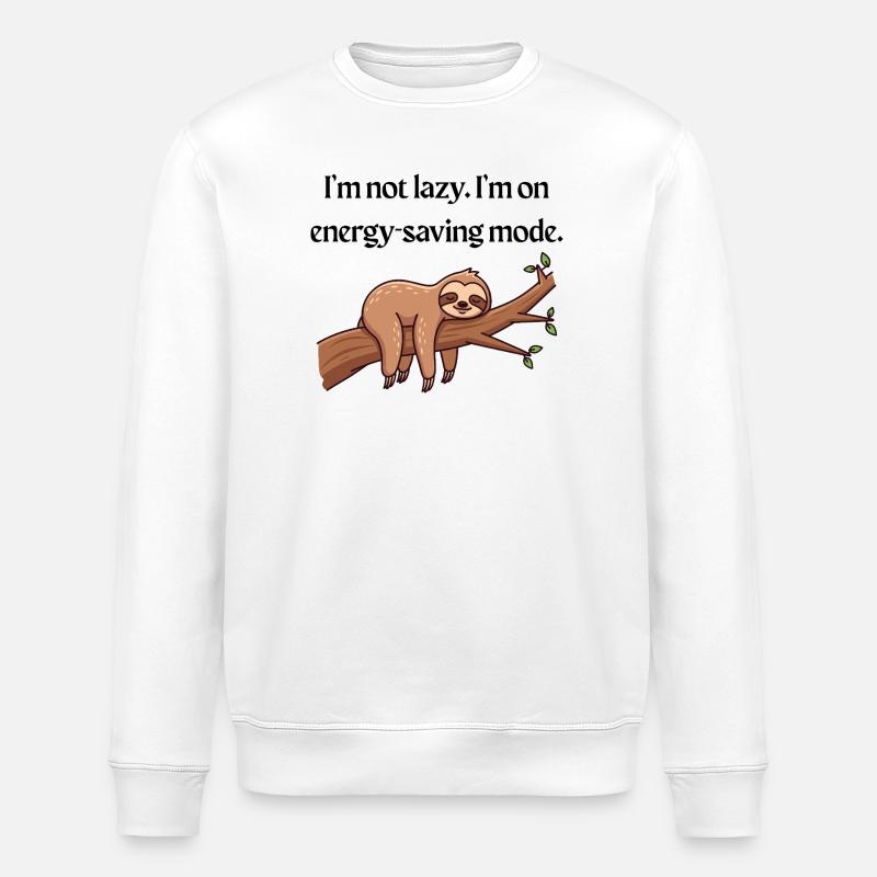 Energy Saving Mode T-Shirt | Funny Tee - Stanley/Stella ROLLER Unisex Organic Sweatshirt - white