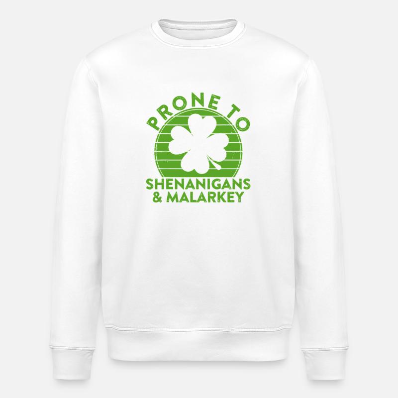 Shenanigans & Malarkey Shamrock Tee - Stanley/Stella ROLLER Unisex Organic Sweatshirt - white