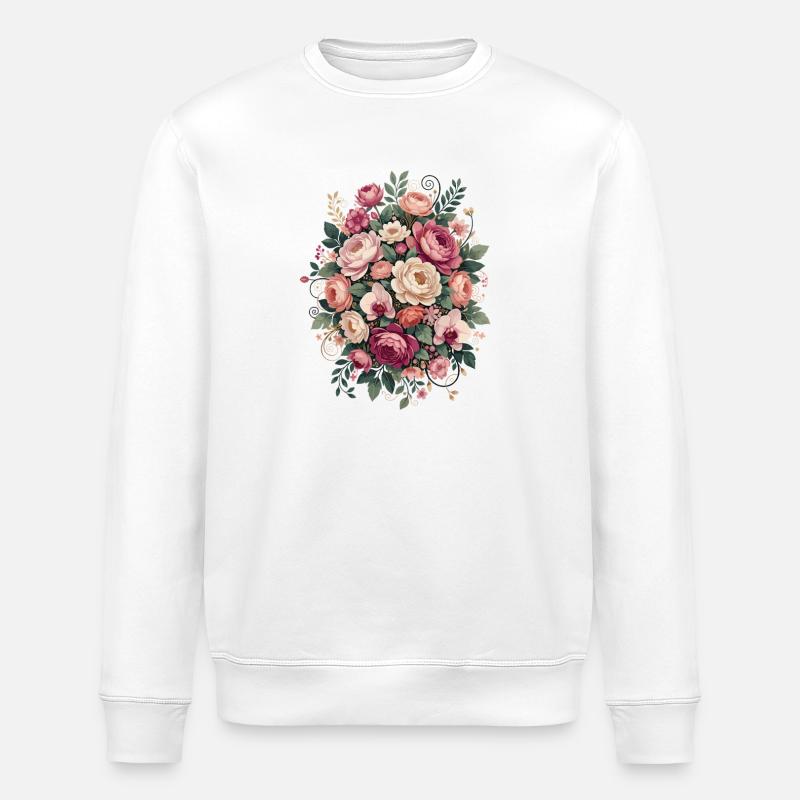 Blütenbouquet Florales Design - Stanley/Stella Unisex Bio-Sweatshirt ROLLER - Weiß