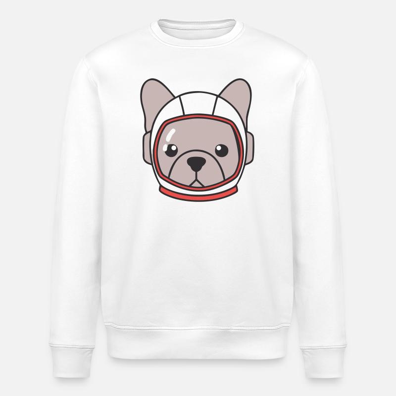 Frenchie Astronaut Helm Space - Stanley/Stella Unisex Bio-Sweatshirt ROLLER - Weiß