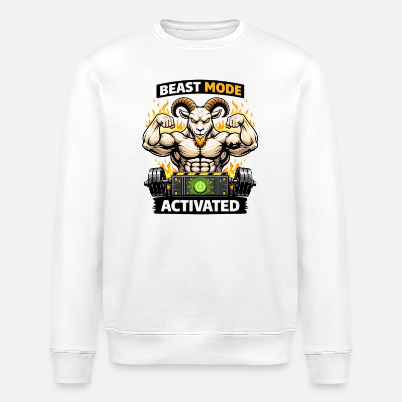 Focus Mode Activated Goat - Stanley/Stella ROLLER Unisex Organic Sweatshirt - white