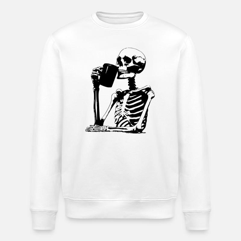Skeleton Coffee, Kaffeeliebhaber - Stanley/Stella Unisex Bio-Sweatshirt ROLLER - Weiß