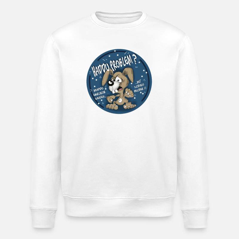 Hasen-Comic Haddu Problem? - Stanley/Stella Unisex Bio-Sweatshirt ROLLER - Weiß