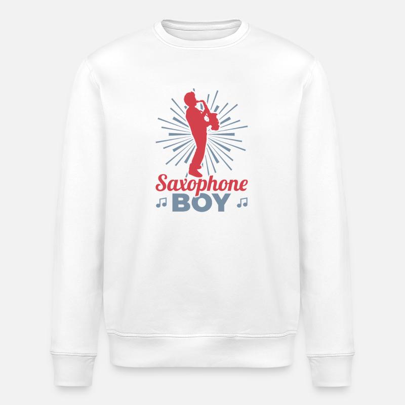 Garçon jouant du saxophone - Sweat bio ROLLER Stanley/Stella Unisexe - blanc