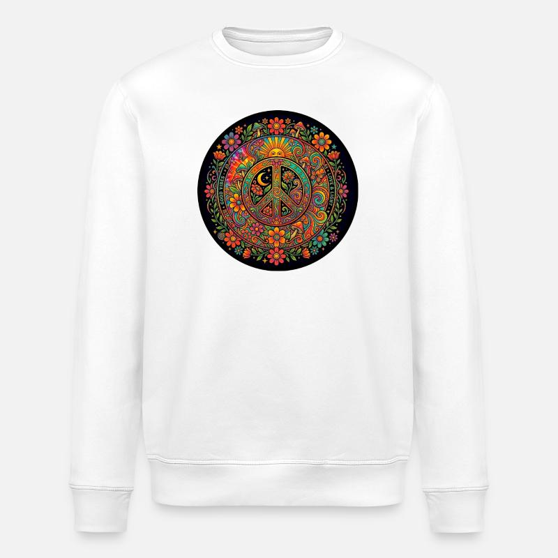 Frieden Liebe Natur Hippie - Stanley/Stella Unisex Bio-Sweatshirt ROLLER - Weiß