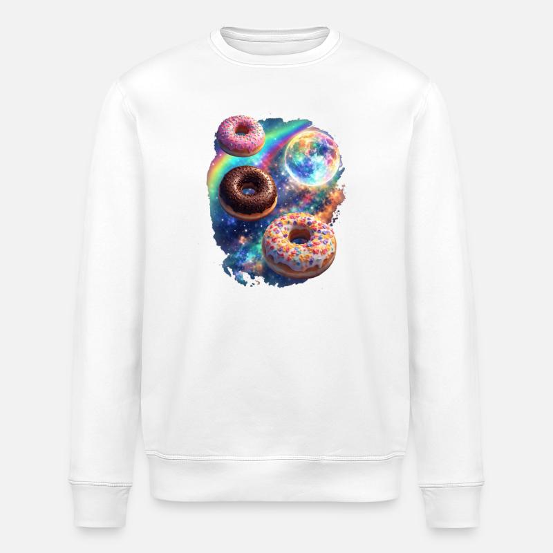 Kosmische Donuts im Farbrausch - Stanley/Stella Unisex Bio-Sweatshirt ROLLER - Weiß