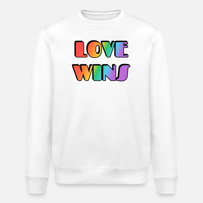 Love Wins Rainbow Gradient - Stanley/Stella ROLLER Unisex Organic Sweatshirt - white