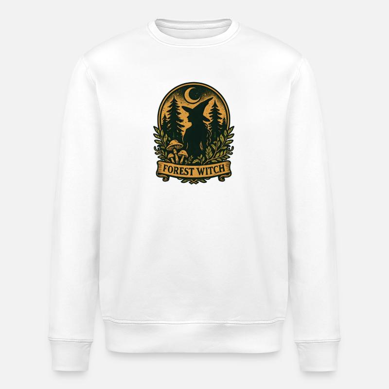 Waldhexen-Silhouette im Mondlicht - Stanley/Stella Unisex Bio-Sweatshirt ROLLER - Weiß
