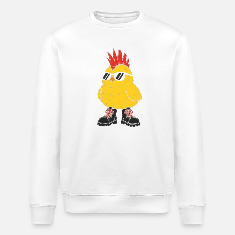 Punkküken mit Sonnenbrille - Stanley/Stella Unisex Bio-Sweatshirt ROLLER - Weiß