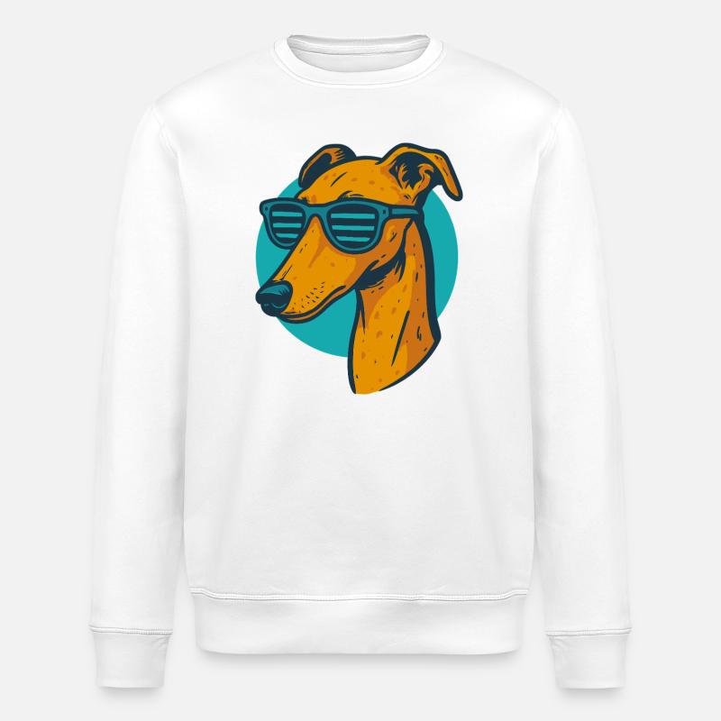 Windhund, Galgo Sonnenbrille Pop-Art - Stanley/Stella Unisex Bio-Sweatshirt ROLLER - Weiß