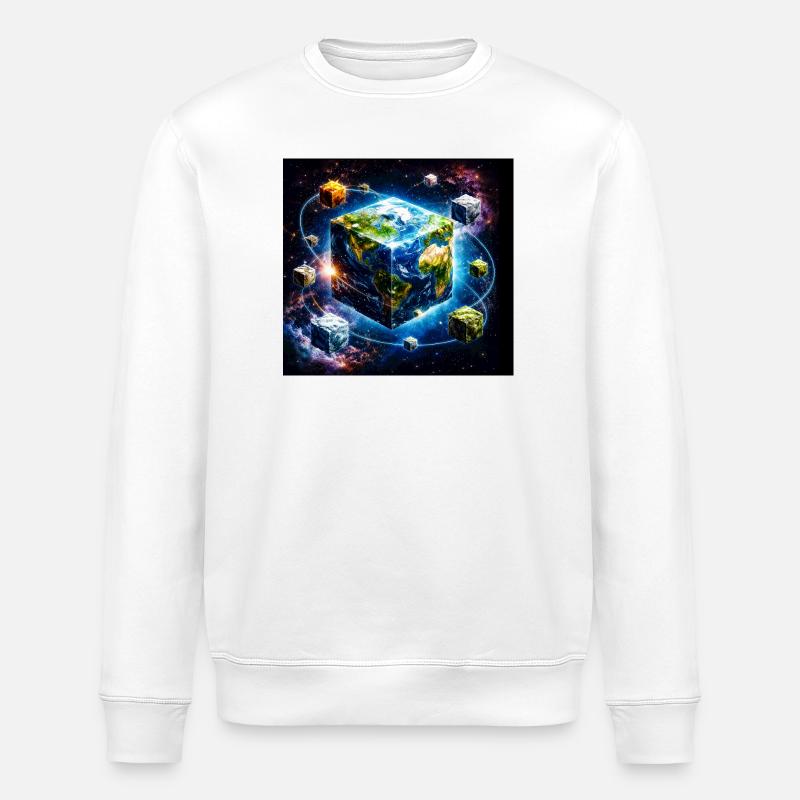 Cube terrestre dans l’espace - Sweat bio ROLLER Stanley/Stella Unisexe - blanc