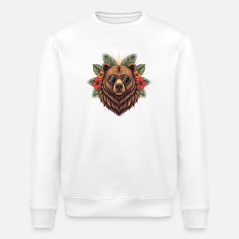 Sonnenbär im Tropenstil - Stanley/Stella Unisex Bio-Sweatshirt ROLLER - Weiß