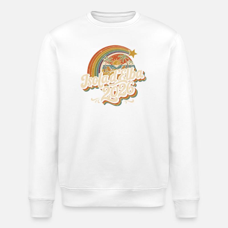 Isola d'Elba 2026 Retro Beach Logo - Stanley/Stella ROLLER Unisex Organic Sweatshirt - white