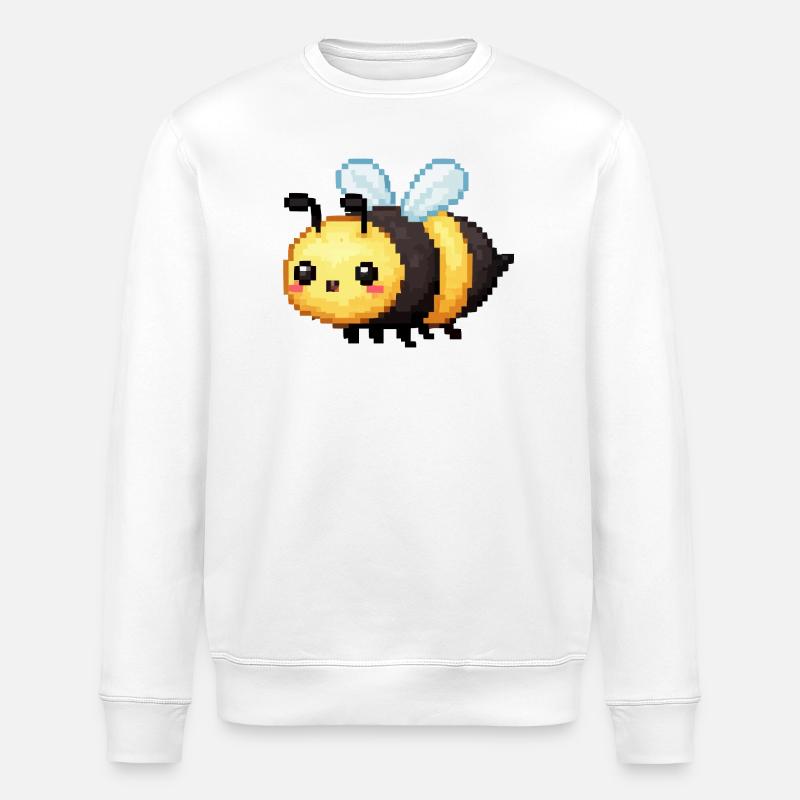 Pixelbiene Niedliche Retro Bienchen - Stanley/Stella Unisex Bio-Sweatshirt ROLLER - Weiß