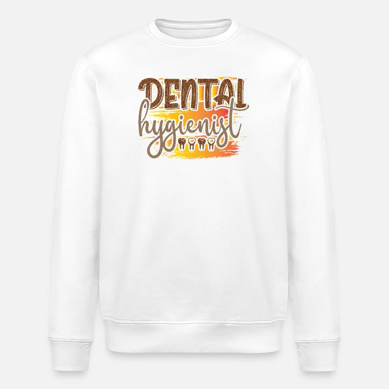 Leopard Hygienist Sunset Script - Stanley/Stella ROLLER Unisex Organic Sweatshirt - white