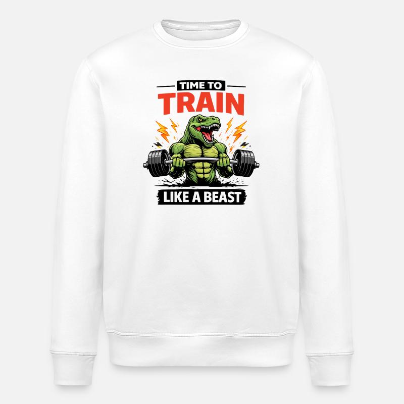 Entraînez-vous comme une bête Dino - Sweat bio ROLLER Stanley/Stella Unisexe - blanc