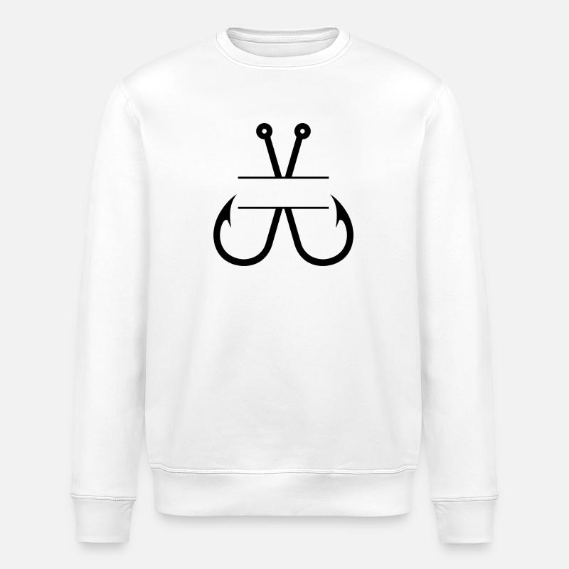 Fish Hook Name Monogram - Stanley/Stella ROLLER Unisex Organic Sweatshirt - white