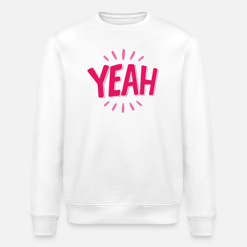 Yeah Pink Schriftzug mit Strahlen - Stanley/Stella Unisex Bio-Sweatshirt ROLLER - Weiß