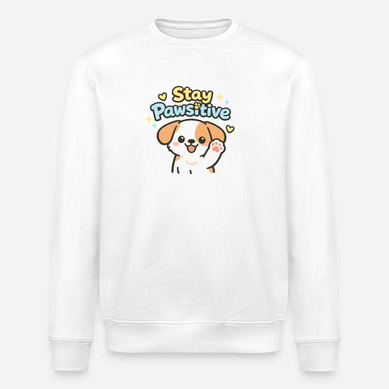 Reste Pawsitive – Caricature de chien mignon - Sweat bio ROLLER Stanley/Stella Unisexe - blanc