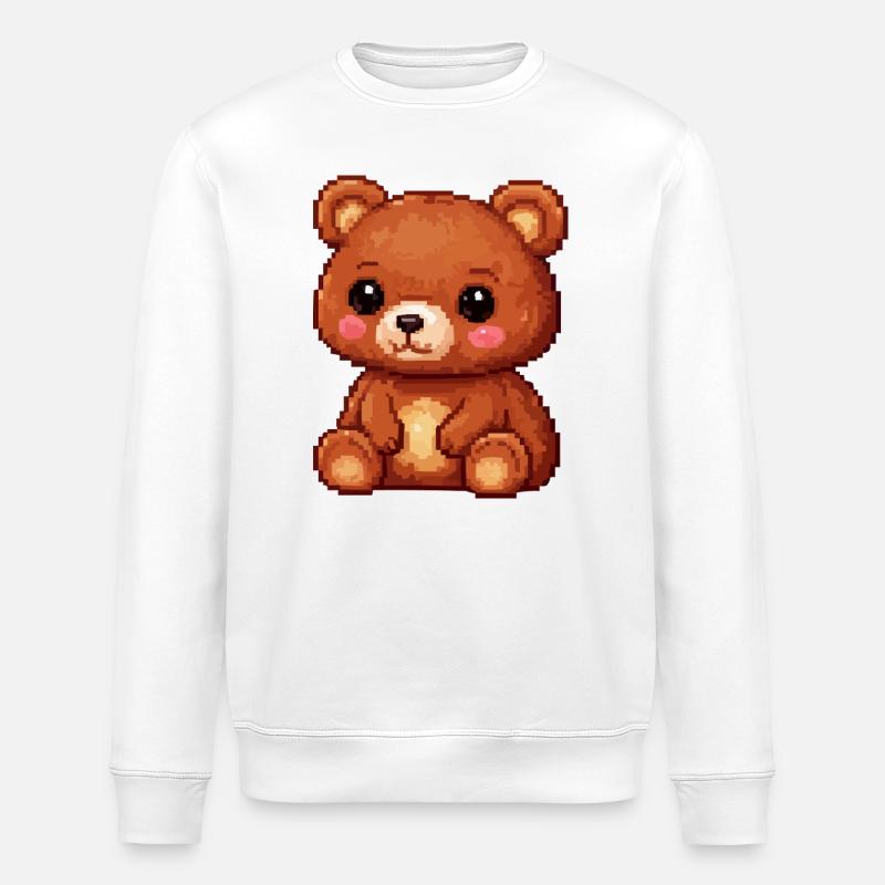 Teddybär Pixel Comic - Stanley/Stella Unisex Bio-Sweatshirt ROLLER - Weiß