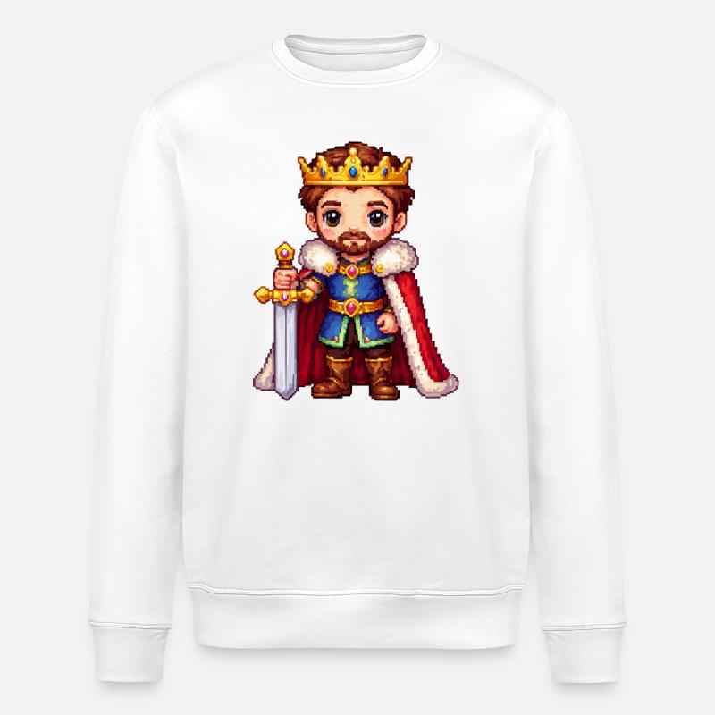 Königlicher Pixelkrieger - Stanley/Stella Unisex Bio-Sweatshirt ROLLER - Weiß