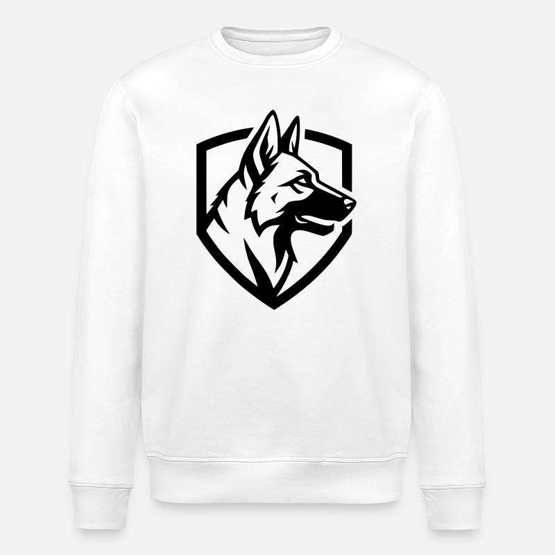 German Shepherd Crest Shield Security - Stanley/Stella ROLLER Unisex Organic Sweatshirt - white