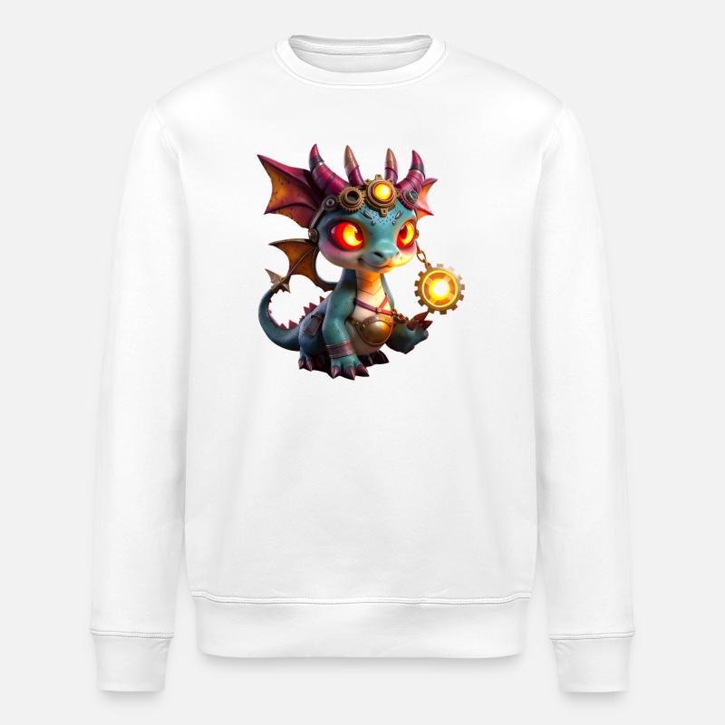 Erleuchteter Steampunk-Drache - Stanley/Stella Unisex Bio-Sweatshirt ROLLER - Weiß
