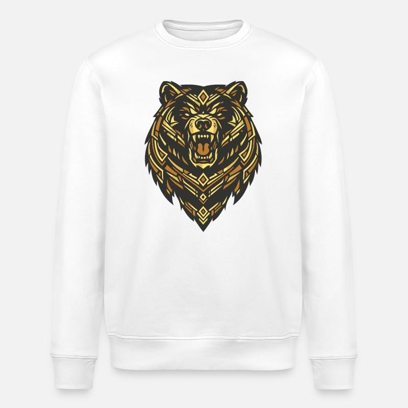 Bärenkopf Tribal Geometrie - Stanley/Stella Unisex Bio-Sweatshirt ROLLER - Weiß