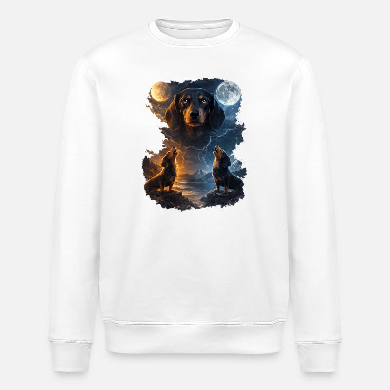 Mondgeheul: Zwei Hundeheuler - Stanley/Stella Unisex Bio-Sweatshirt ROLLER - Weiß