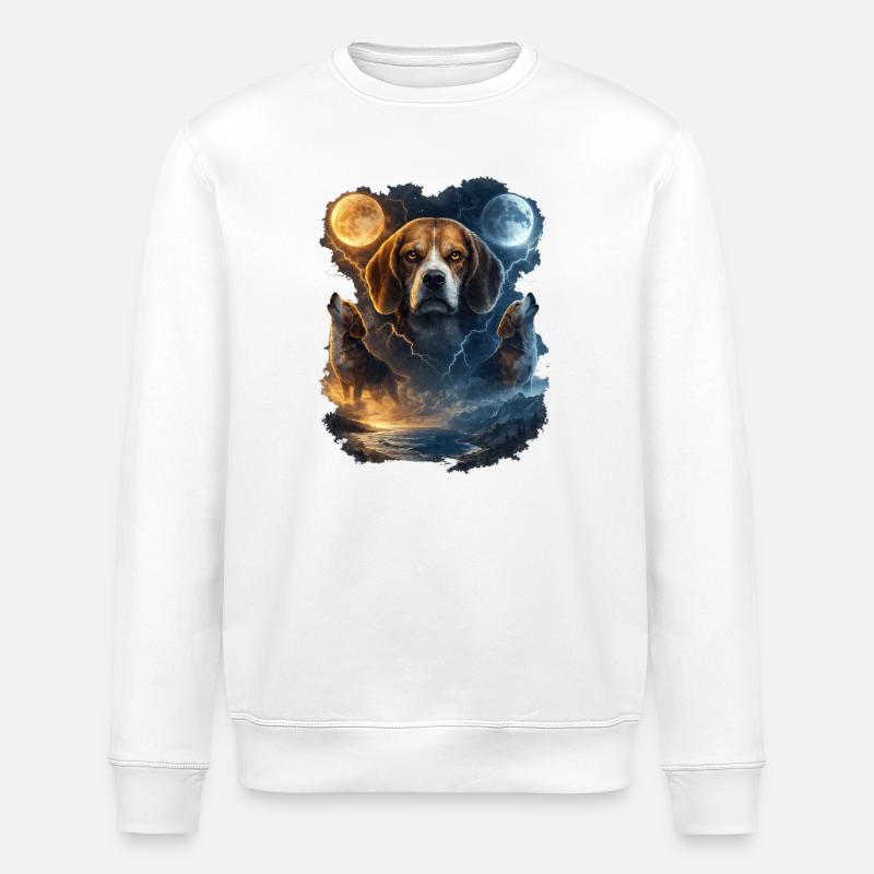 Mondbeagle Nachtzauber Beagle - Stanley/Stella Unisex Bio-Sweatshirt ROLLER - Weiß