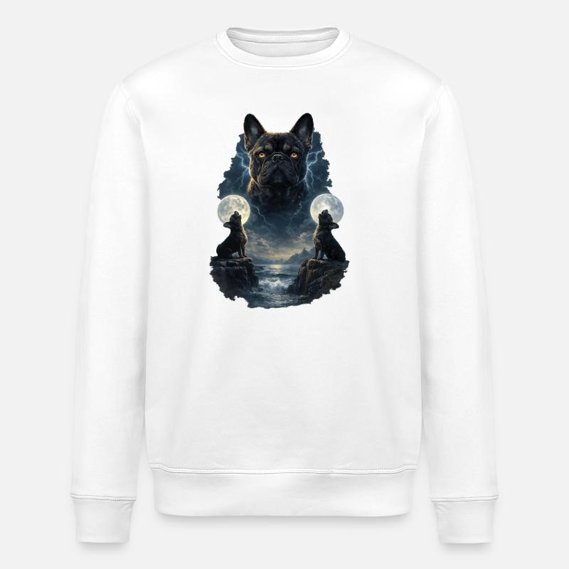 Frenchie Bouledogue Français Deux Lunes - Sweat bio ROLLER Stanley/Stella Unisexe - blanc