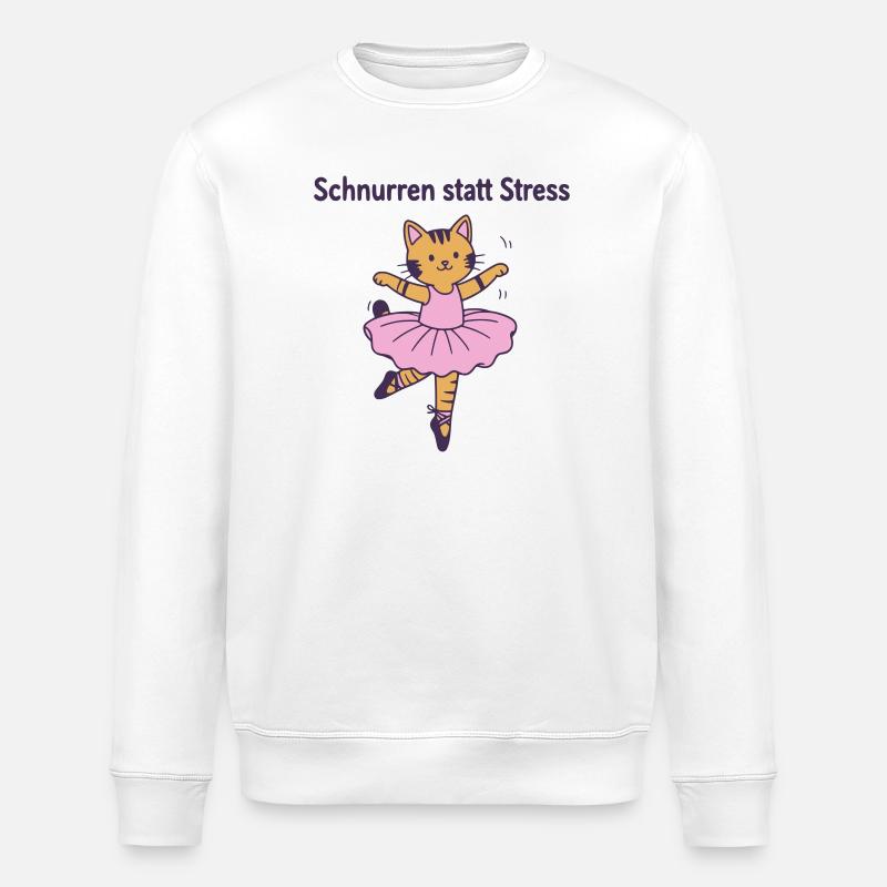 Schnurren statt Stress – Ballettkatze - Stanley/Stella Unisex Bio-Sweatshirt ROLLER - Weiß