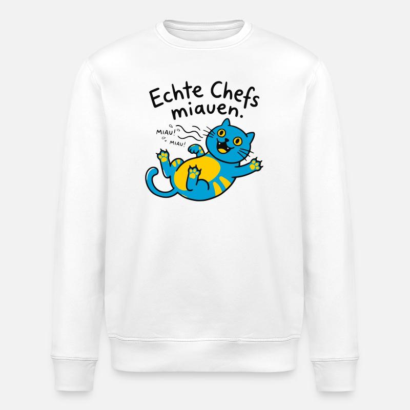 Fröhliche blaue Katze Miauen - Stanley/Stella Unisex Bio-Sweatshirt ROLLER - Weiß
