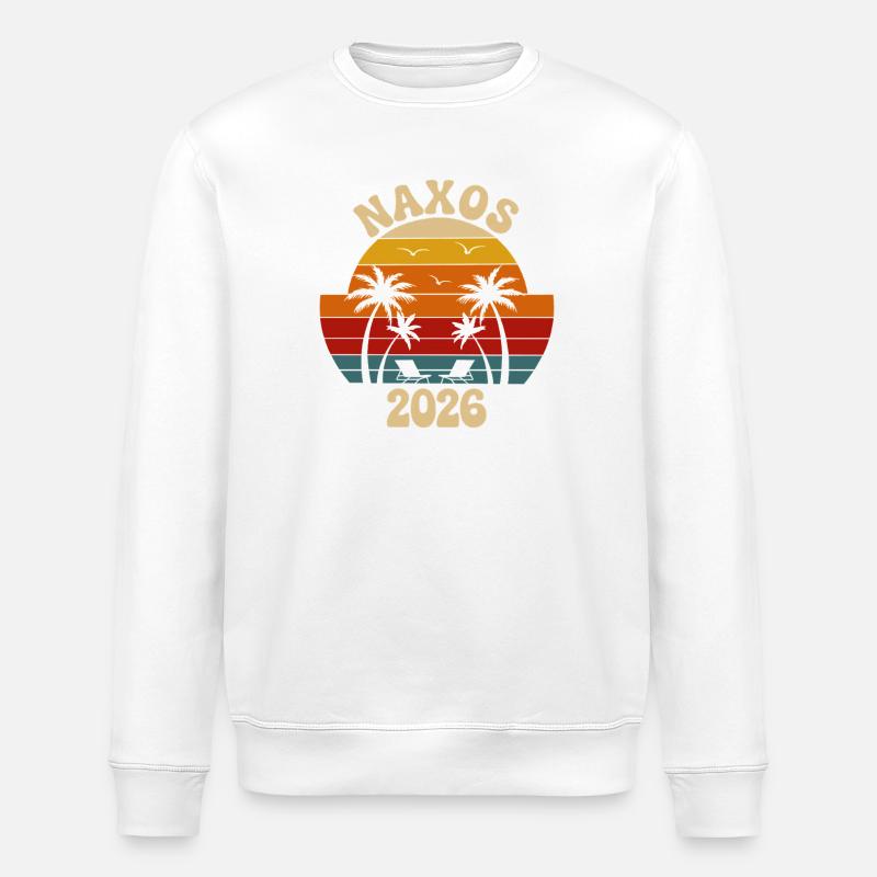 Coucher de soleil Naxos 2026 - Sweat bio ROLLER Stanley/Stella Unisexe - blanc
