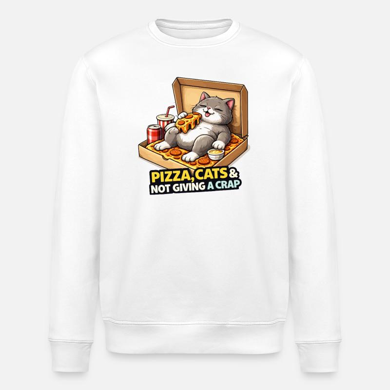 Pizza Cats Attitude - Stanley/Stella ROLLER Unisex Organic Sweatshirt - white