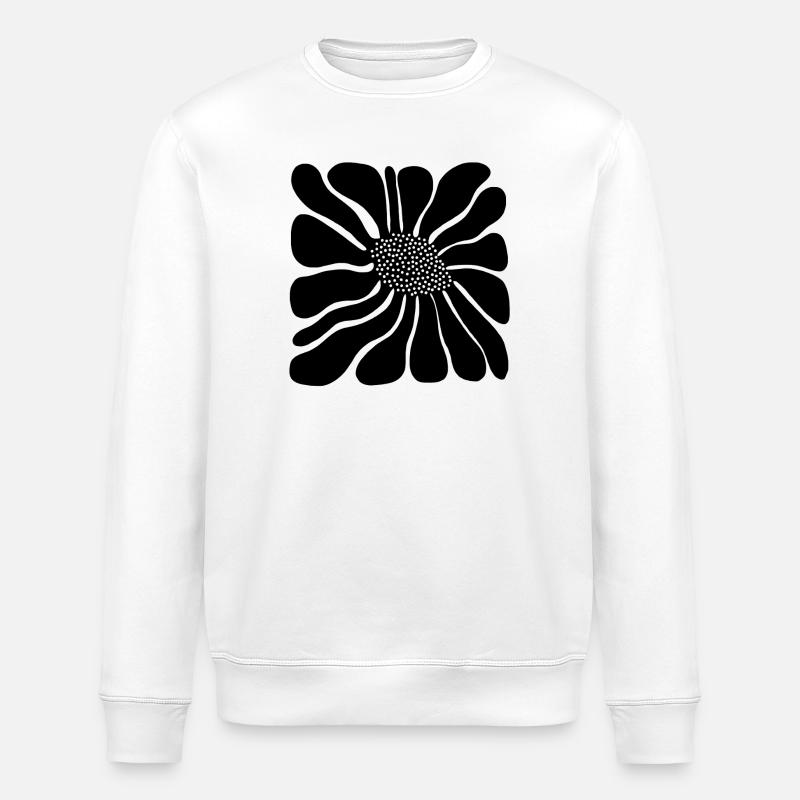 Bold Abstract Retro Bloom - Stanley/Stella ROLLER Unisex Organic Sweatshirt - white