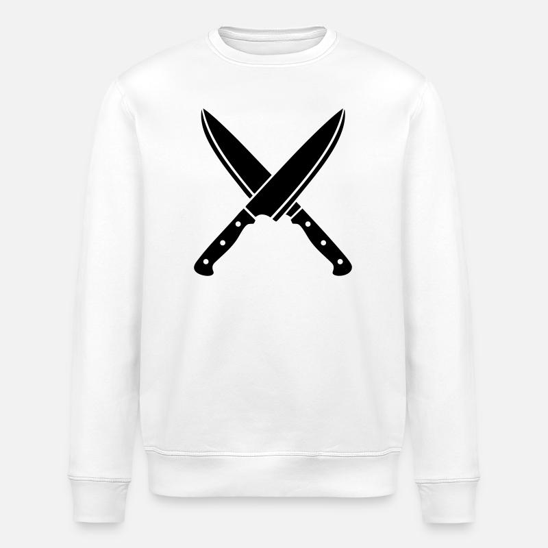 Kreuzige Kochmesser-Silhouette - Stanley/Stella Unisex Bio-Sweatshirt ROLLER - Weiß