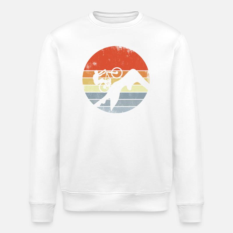 Vintage Mountain Biker Drawing - Stanley/Stella ROLLER Unisex Organic Sweatshirt - white
