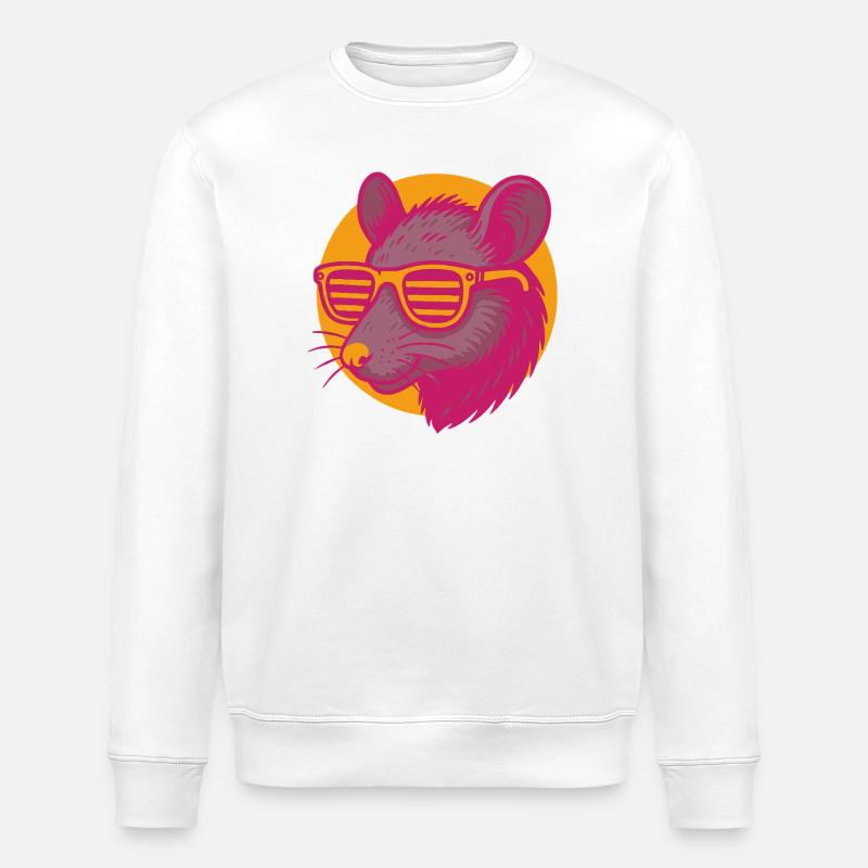 Ratte mit Sonnenbrille - Stanley/Stella Unisex Bio-Sweatshirt ROLLER - Weiß