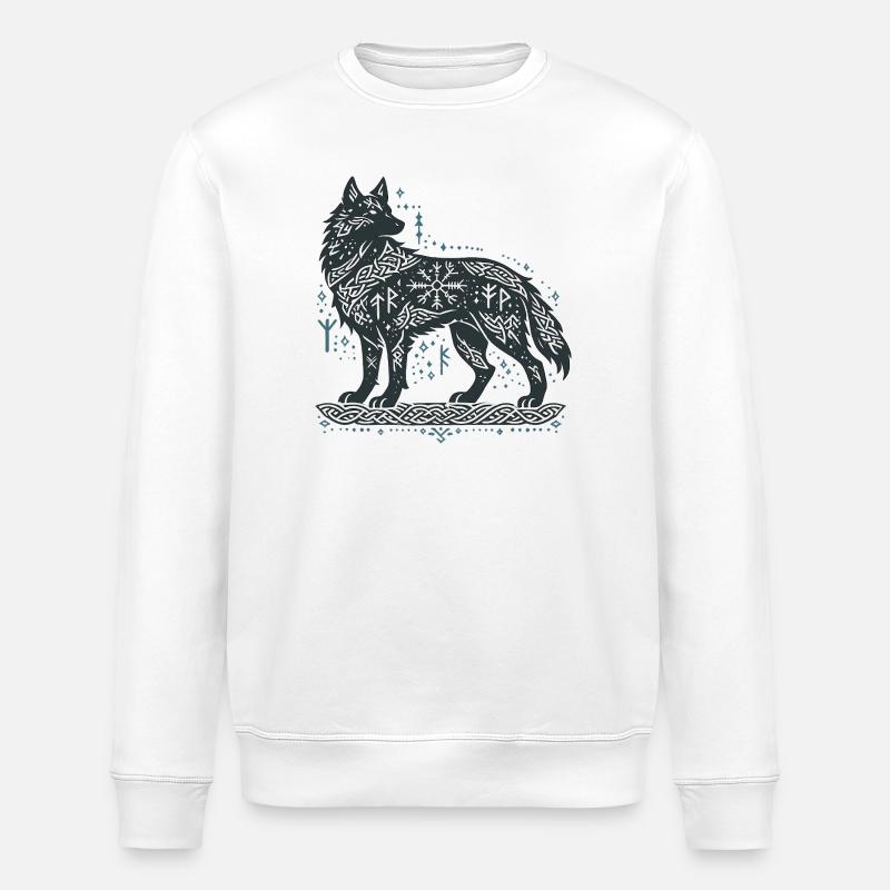 Nordic wolf with knot pattern - Stanley/Stella ROLLER Unisex Organic Sweatshirt - white