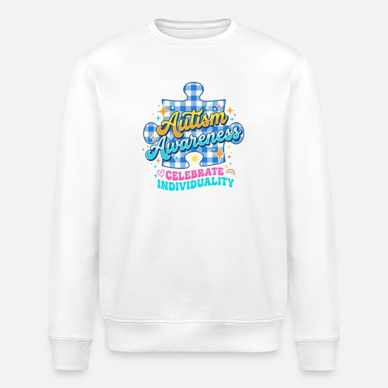 Autismus Bewusstsein Puzzle - Stanley/Stella Unisex Bio-Sweatshirt ROLLER - Weiß