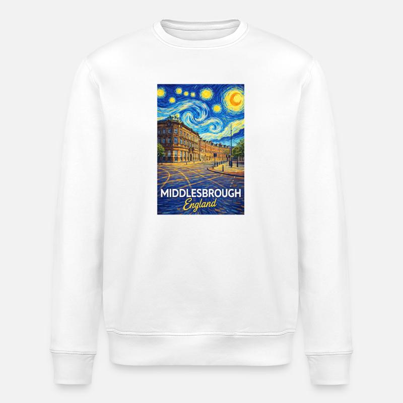 Middlesbrough, Angleterre, style étoile urbaine - Sweat bio ROLLER Stanley/Stella Unisexe - blanc