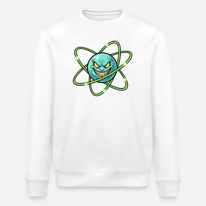 Grim Moon with Atomic Ring - Stanley/Stella ROLLER Unisex Organic Sweatshirt - white