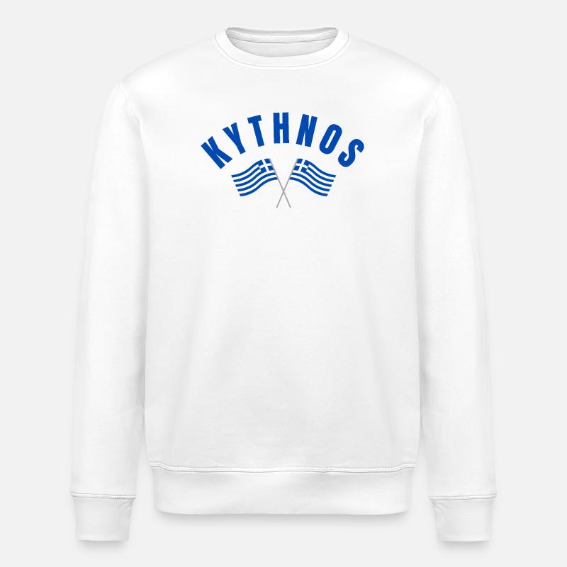 Drapeaux grecs de Kythnos - Sweat bio ROLLER Stanley/Stella Unisexe - blanc