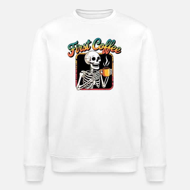 Premier squelette de café - Sweat bio ROLLER Stanley/Stella Unisexe - blanc