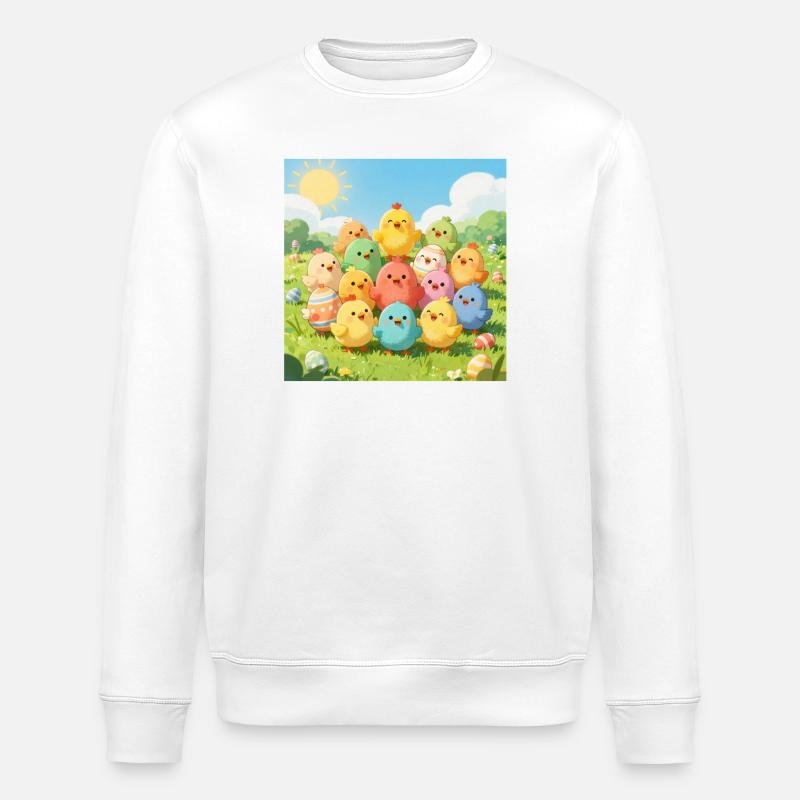 Bunte Hühner-Gruppenfoto - Stanley/Stella Unisex Bio-Sweatshirt ROLLER - Weiß