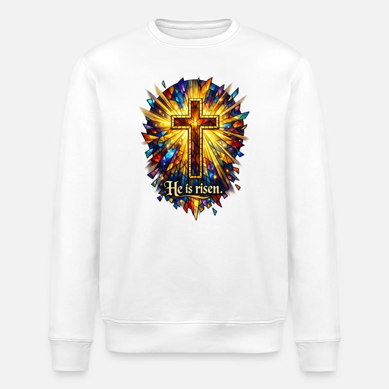 he is risen - Stanley/Stella ROLLER Unisex Organic Sweatshirt - white