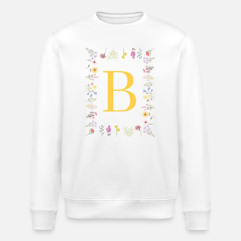 Floral initials "B", letters monogram - Stanley/Stella ROLLER Unisex Organic Sweatshirt - white